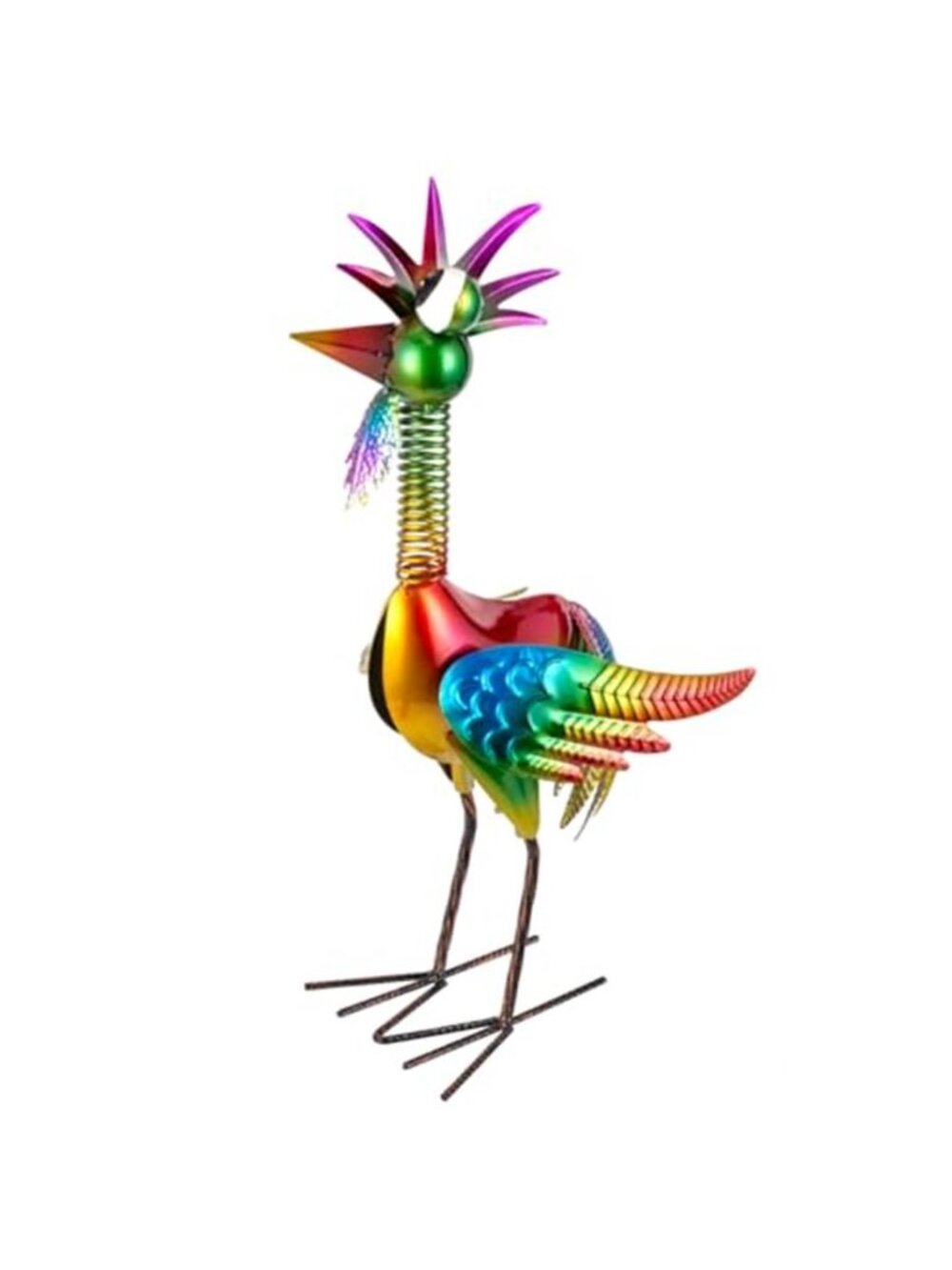 New Metal Wacky Rooster Garden Statue for, Patio, Backyard, Lawn